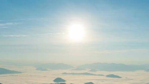 Sun With Fog Mountain