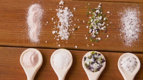 Variety of Salts on Wooden Spoons