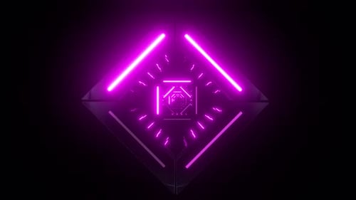 4k Pink Neon Waves Tunnel