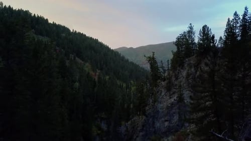 Beautiful aerial view of the autumn forest in the mountains of Big Cottonwood Canyon located in Utah