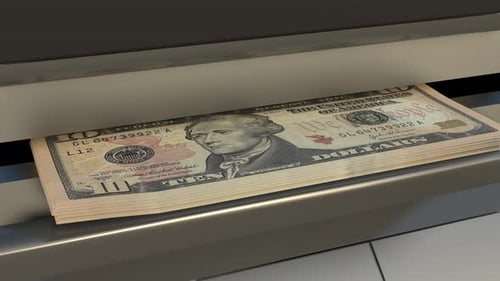 Money Drawer Opens Revealing Ten Dollar Bills