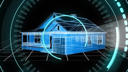 Futuristic Smart Home Blueprint with 5G Technology Overlay