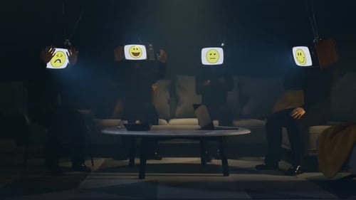 Animated TV Head Characters Displaying Changing Emojis