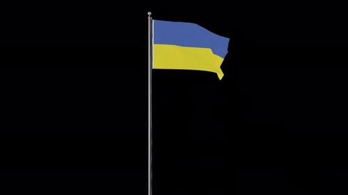 Waving Ukrainian Flag On A Pole