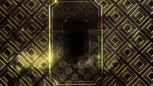 Golden Art Deco Geometric Tunnel Reveal Background