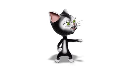 3D Kitty Cat Fun Dance Looped on White