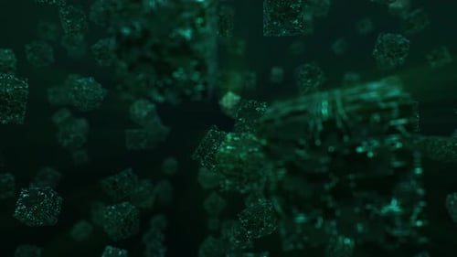 Abstract 3D animation of a Green cubes