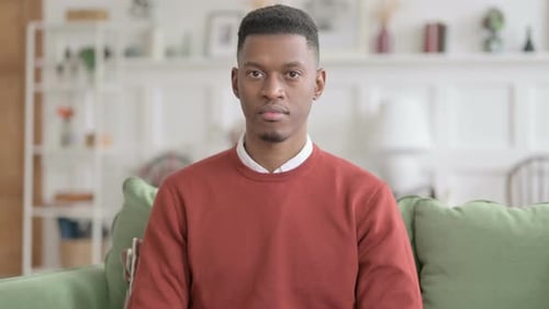 Handsome Man Sits Looking at the Camera