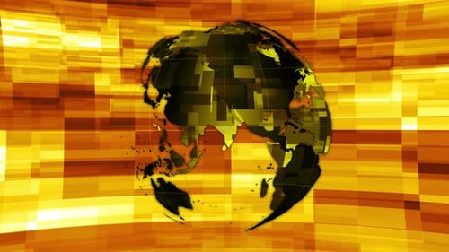 Abstract Digital Golden Earth Globe Rotating Background Loop