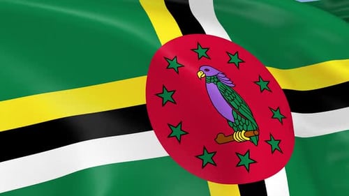 Realistic Waving Flag of Dominica Seamless Loop
