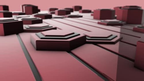 4K Red Hexagon Background Close Up Seamless Loop