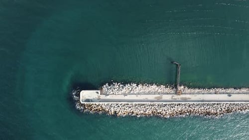 Aerial Drone View of a Breakwater