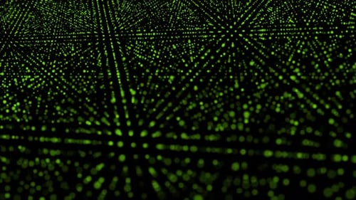 Abstract Geometric Grid of Glowing Green Dots Seamless Loop