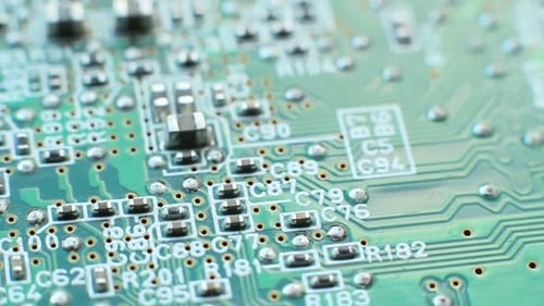 Extreme Close Up of Green Circuit Board