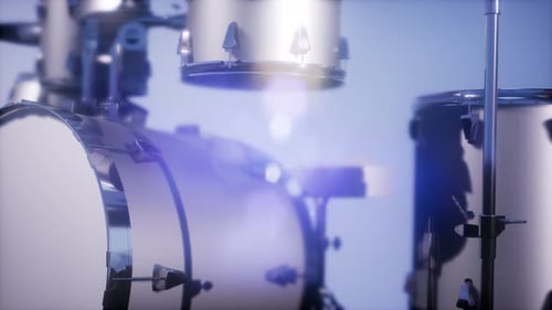 Dynamic 3D Drum Kit Animation with Shimmering Lights