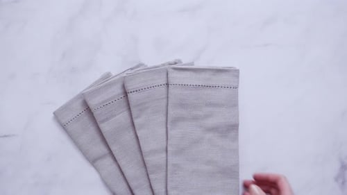 Linen Napkins on Marble Background, Table Setting
