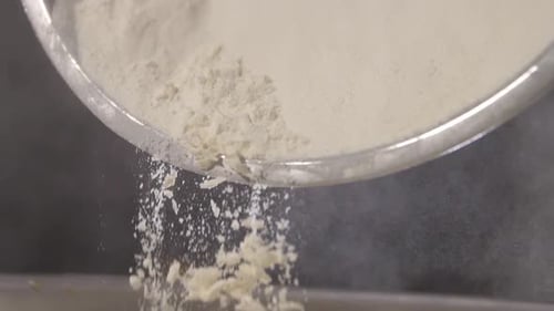Flour Being Poured From Bowl in Slow Motion
