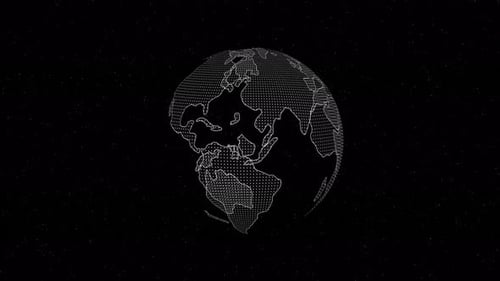 Futuristic Digital Earth Globe Wireframe Rotation Loop