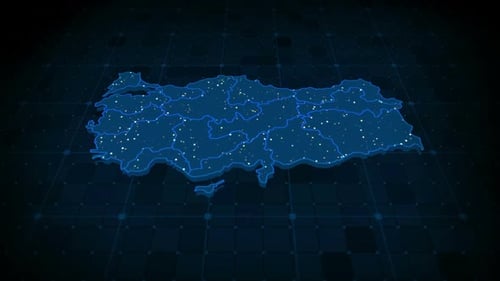 Futuristic Digital Map of Turkey with Animated Network