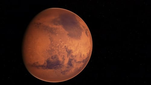 Realistic 3D Mars Planet Rotating in Deep Space