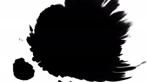 Black Ink Blot Expanding on White Background