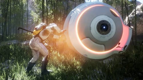 Astronaut Pushes Research Drone