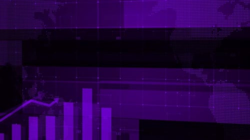 Animated Bar Chart and Line Graph with Global Digital Data Background