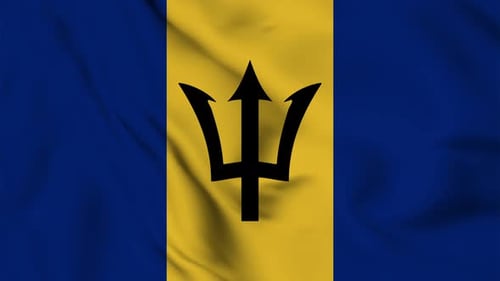 Animated Vertical Waving Flag of Barbados Seamless Loop