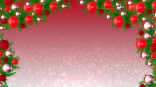 Animated Christmas Border with Ornaments and Falling Snow