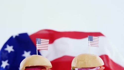 Burgers and American Flag for Independence Day