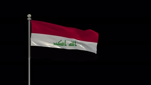 Der Irak lässt sich mit Alpha vom wehenden Fahnenmast herunterschleifen