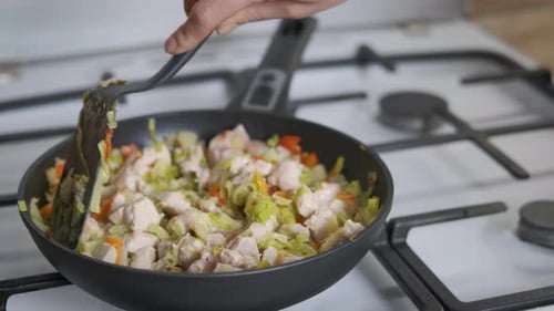 Meal to readiness on the stove.