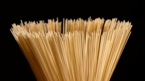 The Top of Pasta, on Black, Rotation, Close Up