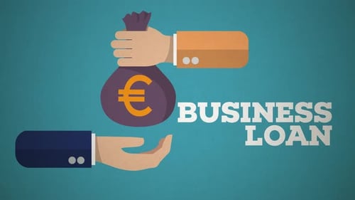 Flat Design Business Loan Concept with Hands and Euro Money Bag