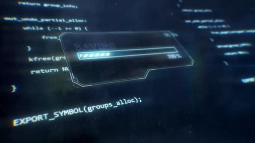 Computercode wird auf dem Science-Fiction-Bildschirm als Speichermeldung angezeigt