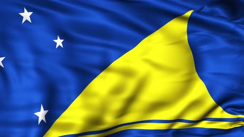 Realistic Tokelau National Flag Waving in Loop