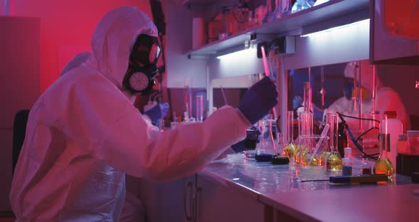 Scientists Working in Laboratory in Red Light, Science Stock Footage ft ...
