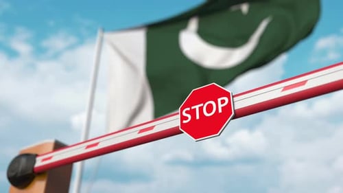 Automatic Barrier Arm Lifting with Stop Sign and National Flag