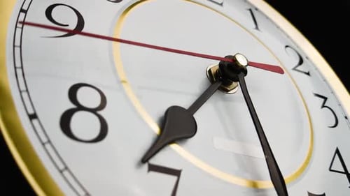 Timelapse of Rotating Clock Hands on a White Round Vintage Dial