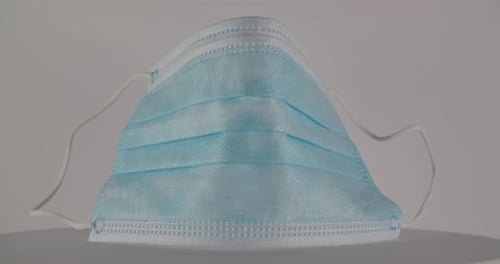 Medical Face Mask Rotating Close Up Studio Shot