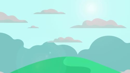 Flat Design Nature Landscape Day to Night Transition Animation