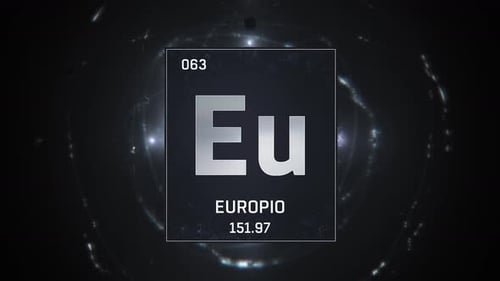 Animated Europium Element with Abstract Scientific Background