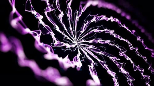 Abstract background with animation of rotation circles and rings with light rays and glow