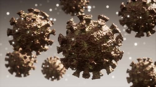 Scientific 3D Virus Particles Floating and Rotating Animation