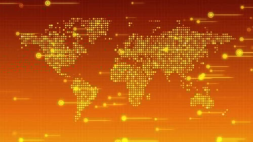 Global Digital Network World Map Background Animation