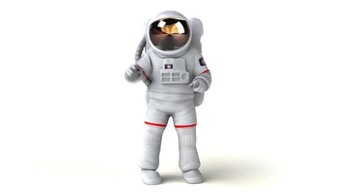 Funny Cartoon 3D Astronaut Character Walking and Pointing Animation