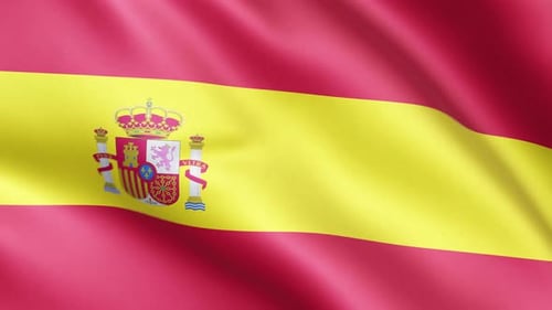 Realistic Waving Flag of Spain Seamless Loop