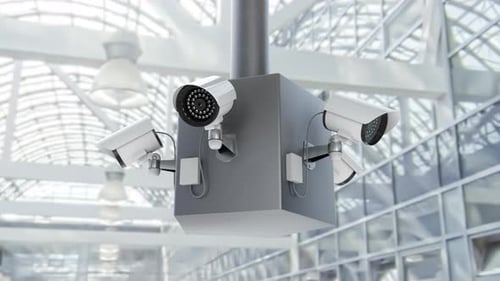 Sicherheitskameras überwachen Menschen und Kriminalität im privaten öffentlichen Bereich