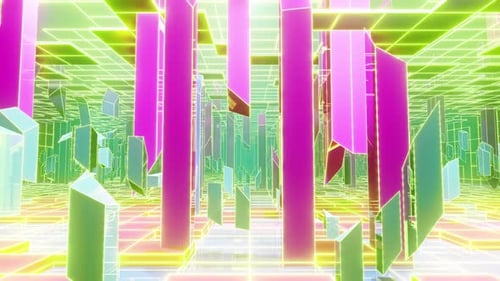 Seamless Loop of Abstract Neon Digital Landscape Flythrough