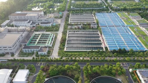 Sewage treatment plant in city